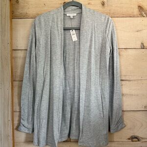 NWT Talbot’s Long Sleeve Gray Open Jersey Cardigan Jacket Pockets Sz XS
